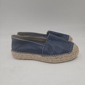 ALPARGATUS Women's Blue Perforated Leather Espadrilles Slip On Flats Spain Sz 8